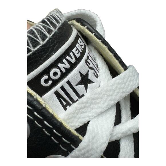 Converse Chuck Taylor All Star M10 W12 Black Leather Sneakers Wipeable Outer - Picture 10 of 11